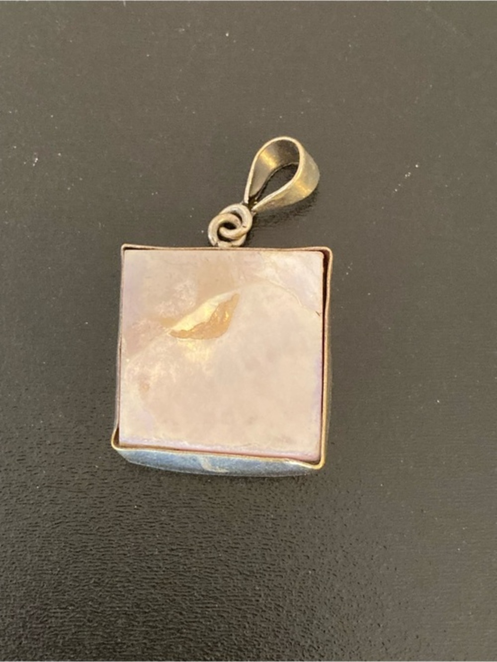 Sterling Silver Square Mother-of-Pearl Pendant in Cream